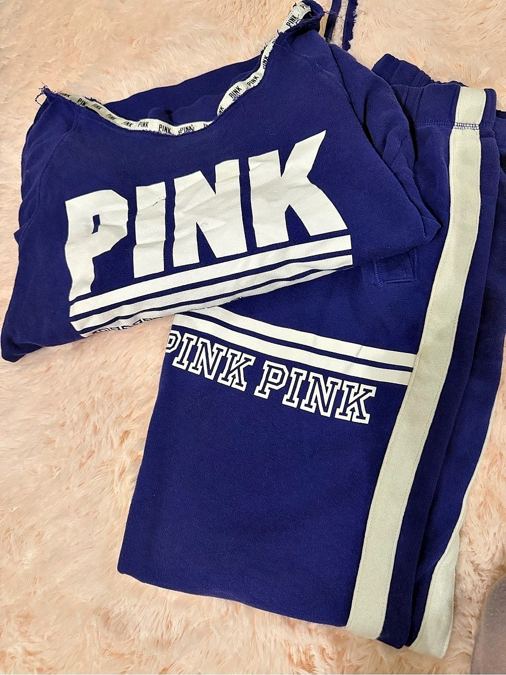 🎀Victoria's Secret PINK track set Color Block Set Purple XS/S